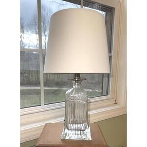 Vintage Cut Glass Decanter Lamp Crystal Bottle Table Lamp 8”